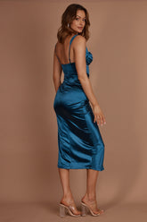 Whimsy Pleated Bust Midi Dress Midnight Blue
